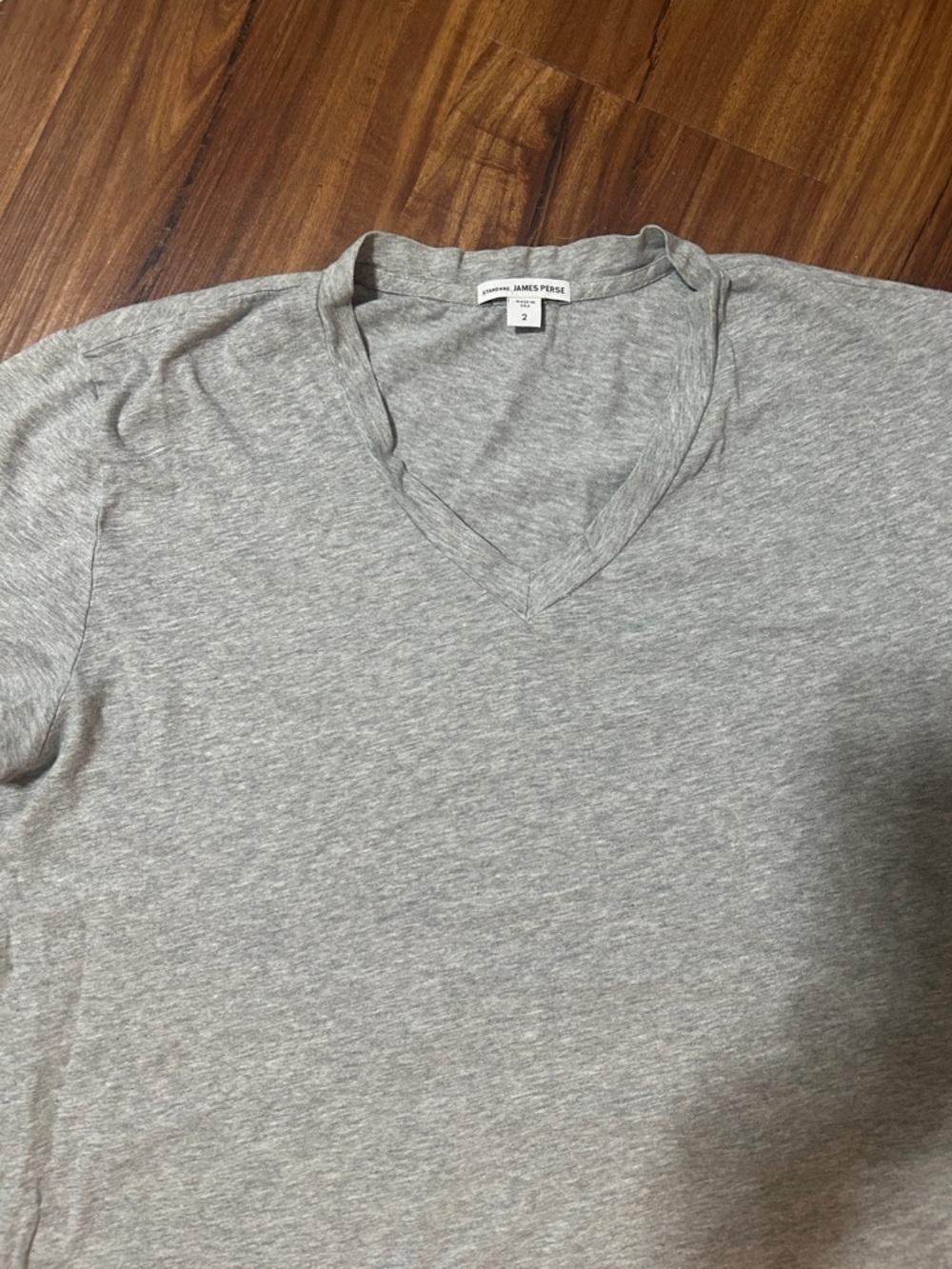 James Perse Light Gray V-Neck Short Sleeve Tee